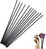 10 Pack Cat Interactive Toy Wand Replacement Rod 15'' DIY Kitten Teaser Plastic Tube Stick for Kitty Charmer Ribbon String Rainbow Strap Feather Plush Pet Cats Chaser Refills Bell - Image 2