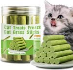 100g Cat Grass Teething Stick for Cat Kittens Hairball Removal, Natural Dried Cat Grass Treats Snacks, Edible Cat Chew Sticks Toys, Pet Snacks for Cat Dental Care, Increase Appetite (Small, Grass) - Image 2