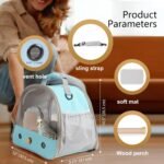 Bird Travel Carrier, Portable Small Bird Parrot Parakeet Carrier with Standing Perch and Soft Mat, Side Access Window Collapsible - Image 3