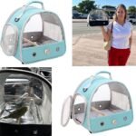 Bird Travel Carrier, Portable Small Bird Parrot Parakeet Carrier with Standing Perch and Soft Mat, Side Access Window Collapsible - Image 7