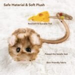 Migipaws Interactive MigiMouse Cat Toy 360° Rolling & Spin with Wiggling Tail for Indoor Cats Smart Motion Sensor, Realistic Squeak, Rechargeable Plush Kitten Toy (Brown Long Plush) - Image 6