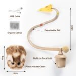 Migipaws Interactive MigiMouse Cat Toy 360° Rolling & Spin with Wiggling Tail for Indoor Cats Smart Motion Sensor, Realistic Squeak, Rechargeable Plush Kitten Toy (Brown Long Plush) - Image 8