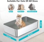 ZuHucpts Stainless Steel Cat Litter Box, Large Metal Litter Pan for Cats (20" Lx14 Wx6 H) - Image 3