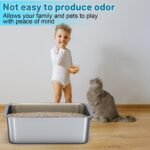 ZuHucpts Stainless Steel Cat Litter Box, Large Metal Litter Pan for Cats (20" Lx14 Wx6 H) - Image 7