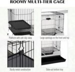 PawHut 28" H Guinea Pig Cage, 2-Level Rabbit Cage for Ferret, Chinchilla, Hedghog, Bunny, Small Animal Habitat with Wheels, Slide-Out Tray, Ramp, Black - Image 5