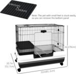 PawHut 28" H Guinea Pig Cage, 2-Level Rabbit Cage for Ferret, Chinchilla, Hedghog, Bunny, Small Animal Habitat with Wheels, Slide-Out Tray, Ramp, Black - Image 8