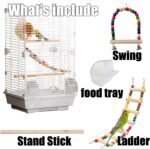 Basic Bird Cage, 24.8inch Parrot Cage (24.8" x 14.6" x 11"),Bird Cage with 1 Ladder, 1 Horizontal Bar, 2 Feeders, and 1 Swing - Image 4