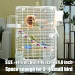 Basic Bird Cage, 24.8inch Parrot Cage (24.8" x 14.6" x 11"),Bird Cage with 1 Ladder, 1 Horizontal Bar, 2 Feeders, and 1 Swing - Image 6