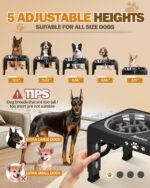 Elevated Dog Bowls with Stand, Raised Dog Bowl Set with 1 Thick Stainless Steel Dog Food Bowls & 1 Slow Feeder Bowl, 5 Height Adjustable Dog Bowl Stand Elevated Feeder for Large Medium Dogs - Image 3