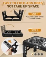 Elevated Dog Bowls with Stand, Raised Dog Bowl Set with 1 Thick Stainless Steel Dog Food Bowls & 1 Slow Feeder Bowl, 5 Height Adjustable Dog Bowl Stand Elevated Feeder for Large Medium Dogs - Image 7