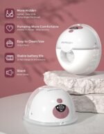 Momcozy M5 Smart App Control Hands Free Breast Pump, Double Wearable Breast Pump of Baby Mouth Double-Sealed Flange with 3 Modes & 9 Levels, Electric Pump Portable - 24mm, 2 Pack, Cozy Red - Image 5
