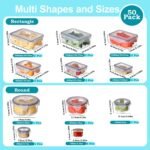 50-Piece Food Storage Containers Set (25-Pack) - Includes 2x JUMBO 2.5L (84oz) & 2x 1.5L Large Bins, Airtight Plastic Meal Prep Lunch Boxes with Lids, Microwave/Freezer Safe, BPA Free - Image 6