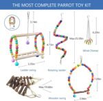 22 Packs Bird Parakeet Cockatiel Toys,Parrot Swing Chewing Hanging Toy with Safe Bells,Bird cage Colorful Climbing Standing Rope Natural Wood Ladder Bungee Toys - Image 5