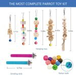 22 Packs Bird Parakeet Cockatiel Toys,Parrot Swing Chewing Hanging Toy with Safe Bells,Bird cage Colorful Climbing Standing Rope Natural Wood Ladder Bungee Toys - Image 6