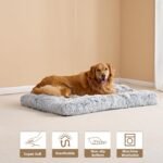 EHEYCIGA Calming Dog Crate Bed XL Extra Large, Washable Anti Anxiety Dog Pet Bed, Fluffy Dog Pillow Mat with Anti-Slip Bottom, Grey, 41.3"x27.5"x3.5" - Image 5