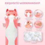 Mewaii Long Cat Plush Body Pillow, Cute Cat Plush Animals Kawaii Soft Plushies, Kitten Plush Pillow Doll Gift for Girls Boys (Pink Cat 20 Inch) - Image 3