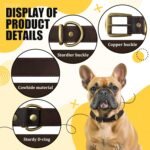 QRDA Brown Leather Dog Collar with Durable Hardware Buckle and D Ring Adjustable Pet Collar for Small Dogs - Image 3