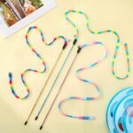 3 Pack Cat Wand Toy, Interactive Cat Rainbow Wand Toys, Interactive Cat Teaser Wand String, Rainbow Cat Teaser Wand String Plush Toy with Bell for Kitten Cat Exerciser Playing - Image 8