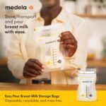 Medela Easy Pour Disposable Breast Milk Storage Bags, 7 oz/210 ml Capacity, Leakproof Design with Milk Protection, Made Without BPA, Pack of 100 - Image 3
