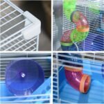 PawHut 2-Level Hamster Cage Rodent Gerbil House Mouse Mice Rat Habitat Metal Wire with Exercise Wheel, Play Tubes, Water Bottle, Food Dishes, & Interior Ladder - Image 9