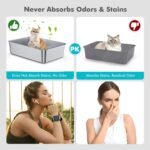 ZuHucpts Stainless Steel Cat Litter Box, Large Metal Litter Pan for Cats (24" Lx16 Wx6 H) - Image 5