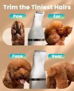 oneisall Dog Clippers with Double Blades,Cordless Small Pet Hair Grooming Trimmer,Low Noise for Trimming Dog's Hair Around Paws, Eyes, Ears, Face, Rump (White) - Image 3