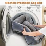 Dog Bed Medium, Super Soft Rectangle Dog Beds, Washable Warming Pet Bed with Anti-Slip Bottom, Anti-Anxiety, Grey, 25 x 21 x 8inch - Image 6
