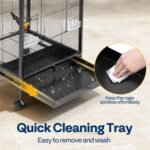 VIVOHOME 30 Inch Height Wrought Iron Bird Cage with Rolling Stand for Parrots Conure Lovebird Cockatiel Black - Image 5