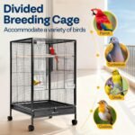 VIVOHOME 30 Inch Height Wrought Iron Bird Cage with Rolling Stand for Parrots Conure Lovebird Cockatiel Black - Image 7