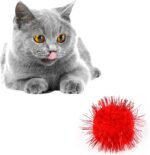 CABAX 1.8'' Assorted Color Sparkle Balls, Tinsel Pom Poms Puff Balls Glitter for Cat Kittens Toys DIY Christmas, 20 Pcs - Image 5