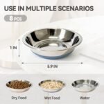 8 Pack Stainless Steel Cat Bowls, Cat Dishes Whisker Friendly with Non-Slip Silicone Bottom, Easy to Clean, 5.5" Shallow Wide Cat Food and Water Feeding Bowl for Indoor Outdoor Cats, Kitten - Image 3