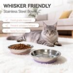 8 Pack Stainless Steel Cat Bowls, Cat Dishes Whisker Friendly with Non-Slip Silicone Bottom, Easy to Clean, 5.5" Shallow Wide Cat Food and Water Feeding Bowl for Indoor Outdoor Cats, Kitten - Image 6