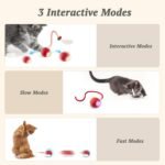 Interactive Cat Toy for Indoor Cats Fast Rolling on Carpet, Speedy Tail 2.0 Cat Toy, Three Working Modes 360° Smart Automatic Rolling Cat Ball Toys for Bored Indoor Cats and Dogs - Red - Image 4