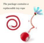 Interactive Cat Toy for Indoor Cats Fast Rolling on Carpet, Speedy Tail 2.0 Cat Toy, Three Working Modes 360° Smart Automatic Rolling Cat Ball Toys for Bored Indoor Cats and Dogs - Red - Image 9