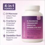 D-Mannose 1000mg with Cranberry (2 Capsules per Daily Serving) – 4-in-1 UTI & Bladder Cleanse with Hibiscus & Dandelion – 180 Vegan Capsules – Made in Canada - Image 6