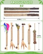 Silvervine Cat Chew Sticks with Natural Feather, 12 Pack Catnip Chew Toys for Kittens Teeth Cleaning, Matatabi Dental Care, Increase Appetite, Aggressive Chewers Cat Dental Toy - Image 6