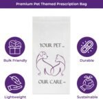 Pet Themed White Paper Prescription Bag W/Stock Logo "Your Pet Our Care" — MSPRX3 Veterinary Dog & Cat Print Paper Bags — Rx Vet Medical Pharmacy Bags, Made in USA — 100 Count, (Large, 5 X 2 X 10) - Image 5