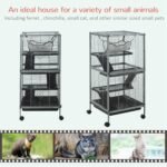 PawHut 4-Tier Rat Guinea Pig Rabbit Ferret Cage, 45" H Deluxe Rolling Metal Small Animal Cage, Critter Nation for Mink Chinchilla Kitten with Hammock, Removable Tray, Silver Grey - Image 4