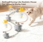 Migipaws Interactive MigiMouse Cat Toy 360° Rolling & Spin with Wiggling Tail for Indoor Cats Smart Motion Sensor, Realistic Squeak, Rechargeable Plush Kitten Toy(Grey) - Image 3