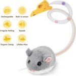 Migipaws Interactive MigiMouse Cat Toy 360° Rolling & Spin with Wiggling Tail for Indoor Cats Smart Motion Sensor, Realistic Squeak, Rechargeable Plush Kitten Toy(Grey) - Image 5
