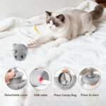 Migipaws Interactive MigiMouse Cat Toy 360° Rolling & Spin with Wiggling Tail for Indoor Cats Smart Motion Sensor, Realistic Squeak, Rechargeable Plush Kitten Toy(Grey) - Image 7
