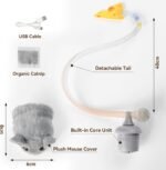 Migipaws Interactive MigiMouse Cat Toy 360° Rolling & Spin with Wiggling Tail for Indoor Cats Smart Motion Sensor, Realistic Squeak, Rechargeable Plush Kitten Toy(Grey) - Image 8