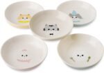 Ceramic Cat Bowls Set - 5.5 inch Wide Cat Food Bowls Whisker Fatigue Friendly, 5 Colorful Kitten Dish Plates with Cute Pattern for Wet and Dry Food Water - Image 3