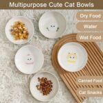 Ceramic Cat Bowls Set - 5.5 inch Wide Cat Food Bowls Whisker Fatigue Friendly, 5 Colorful Kitten Dish Plates with Cute Pattern for Wet and Dry Food Water - Image 5