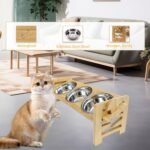Elevated Cat Bowls 6 Heights Adjustable Pet Bowls for Kitten 15°Tilted Raised Cat Feeder with 3 Stainless Steel Cups Adjustable Pet Feeder for Kitten Puppy - Image 3