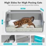 XXL Stainless Steel Litter Box with Mat & Scoop, 23.7" L x 16" W x 11.8" H Extra Large Metal Litter Pan, Suitable for Large Cats and Multiple Cats, High Sides, Non-Sticky, Anti-Leakage, Easy to Clean - Image 3