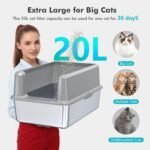 XXL Stainless Steel Litter Box with Mat & Scoop, 23.7" L x 16" W x 11.8" H Extra Large Metal Litter Pan, Suitable for Large Cats and Multiple Cats, High Sides, Non-Sticky, Anti-Leakage, Easy to Clean - Image 4