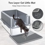 XXL Stainless Steel Litter Box with Mat & Scoop, 23.7" L x 16" W x 11.8" H Extra Large Metal Litter Pan, Suitable for Large Cats and Multiple Cats, High Sides, Non-Sticky, Anti-Leakage, Easy to Clean - Image 7