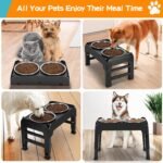 COMESOON Raised Dog Bowls, 4 Height Adjustable Elevated Dog Bowls with 2 Thick Stainless Steel 50oz Dog Food Bowls for Large Medium Dogs Adjusts to 3.7", 9.2", 10.75", 12.36"- Black - Image 9