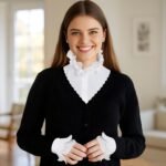 Fake Collar Shirt Detachable Dickey Collar Cuff Chiffon Faux False Half Shirts for Women (White) - Image 7